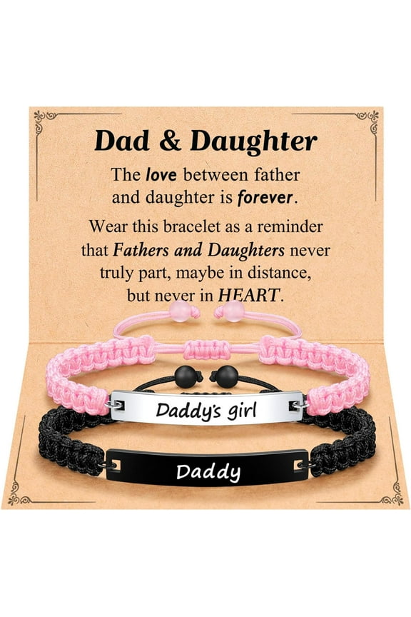 Matching Father Daughter Bracelet Personalized Gift Set for Dad Daddy Anniversary Christmas Birthday Fathers Day Present from Daughter Engraved Jewelry