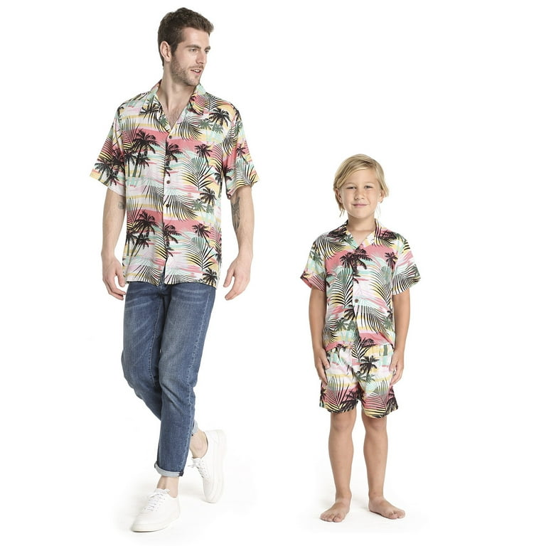 Matching Father Son Hawaiian Luau Outfit Men Shirt Boy Shirt Shorts Various Patterns Walmart