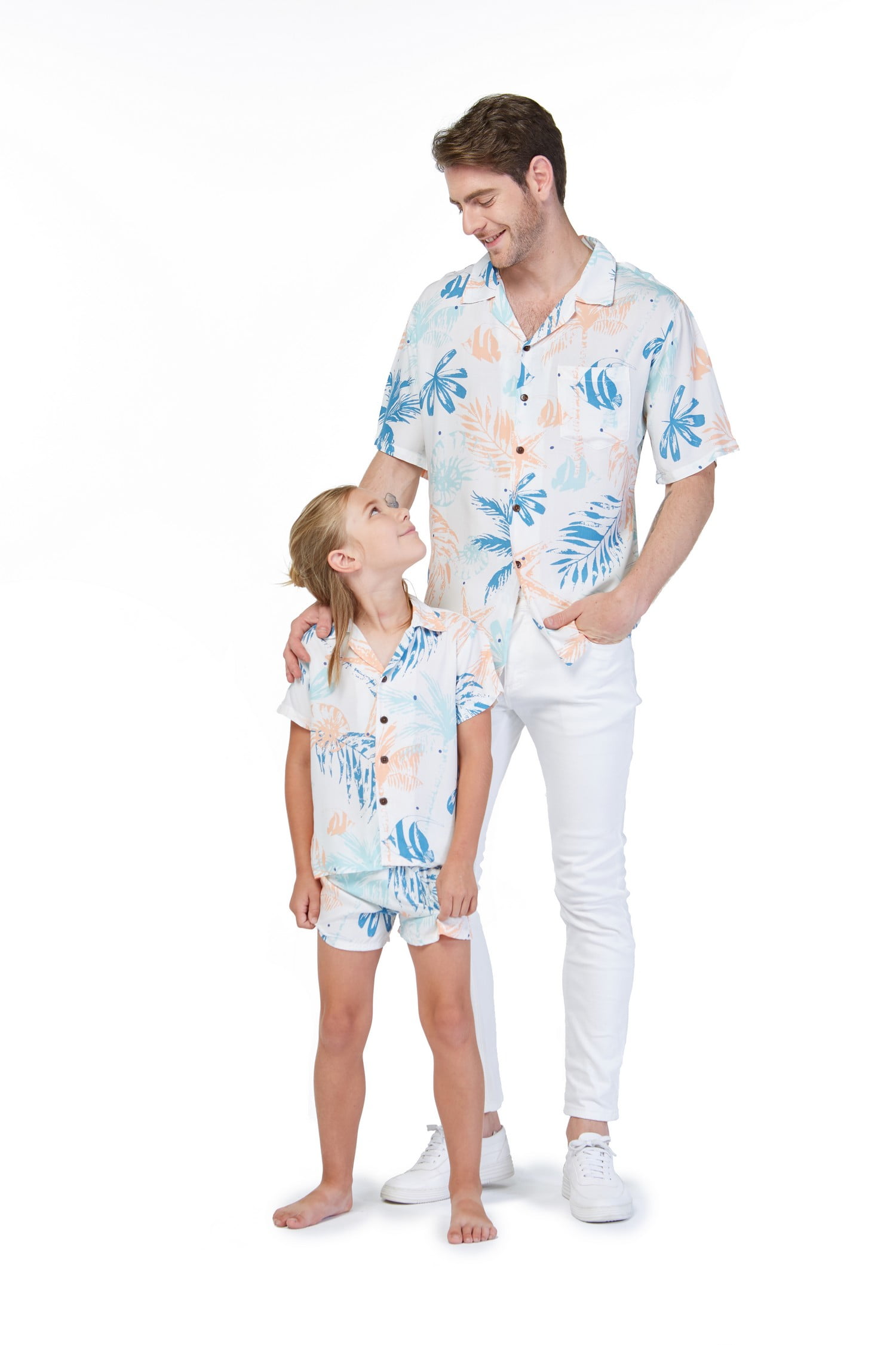 Matching Father Son Hawaiian Luau Outfit Men Shirt Boy Shirt Shorts Various  Patterns
