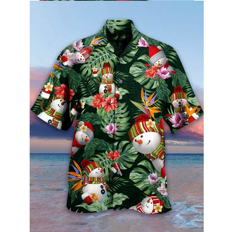 Matching Father Son Hawaiian Outfit Christmas Men Shirt Boy Shirt Santa