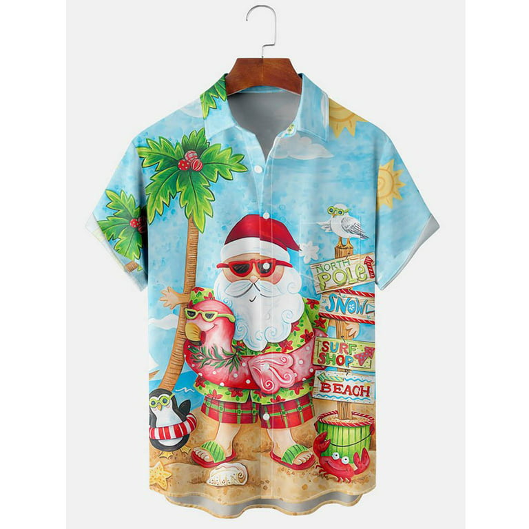 Matching Father Son Hawaiian Outfit Christmas Men Shirt Boy Shirt Santa