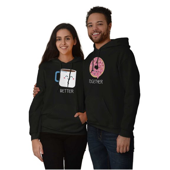 Matching Foodie Set Coffee Donut Unisex Plus Fleece Graphic Hoodie Brisco Brands 2X