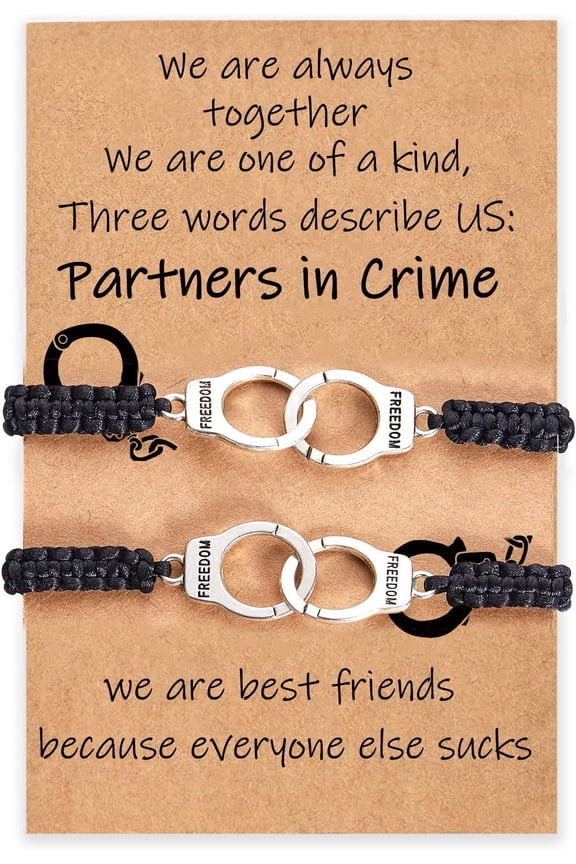 Matching Friendship Bracelets – Funny Partner in Crime Handcuff Style, BFF Gifts for Women (2/3PCS)