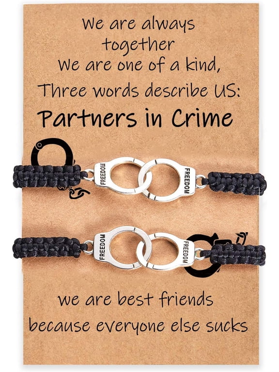 Matching Friendship Bracelets – Funny Partner in Crime Handcuff Style, BFF Gifts for Women (2/3PCS)