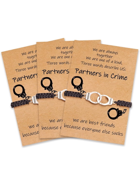 Matching Friendship Bracelets – Funny Partner in Crime Handcuff Style, BFF Gifts for Women (2/3PCS)