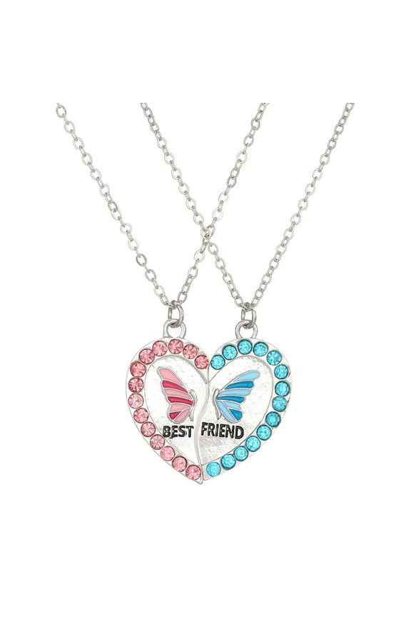 Matching Friendship Necklaces Relationship Neck Chain Butterfly Heart Neck Jewelry Set Pendant Clavicle Chain