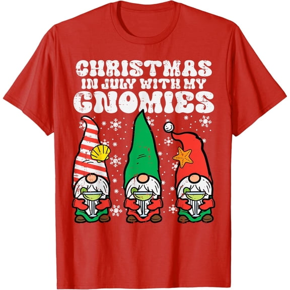Matching Funny Gnomes Christmas In July Summer Shirt