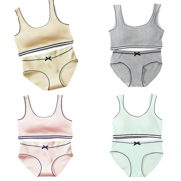 Matching Girls Underwear Set - Crop Cami Training Bras for Girls with Hipster Girls Panties 8 Pieces