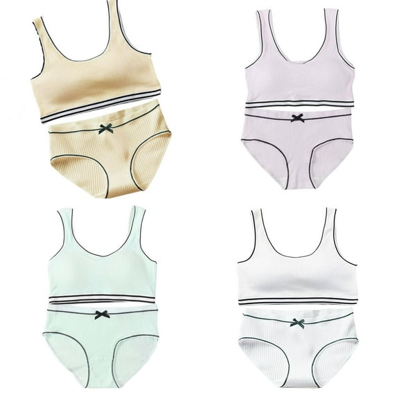 Matching Girls Underwear Set - Crop Cami Training Bras for Girls with Hipster Girls Panties 8 Pieces