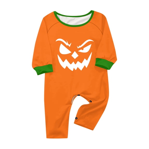 Matching Halloween Pajamas for Family Skeleton Candy Long Sleeve Horror Loungewear Castle Witch Hat Spooky Straight Leg Pjs, Baby:12 Months