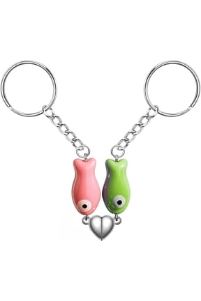 Matching Heart Keychain,Cute Ceramic Fish Matching Couples Stuff Keyrings,Valentines Day Gifts for Him Her