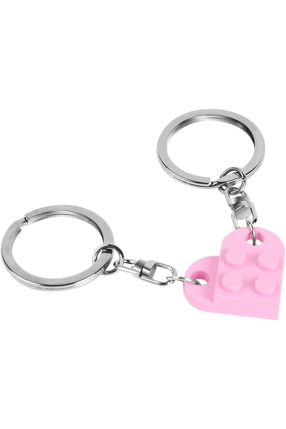 Matching Heart Keychain Set for Couples, 2-Piece Splitable Brick Heart Design, Stainless Steel, Snap Closure, Romantic Gift for Valentine's Day Anniversary Wedding