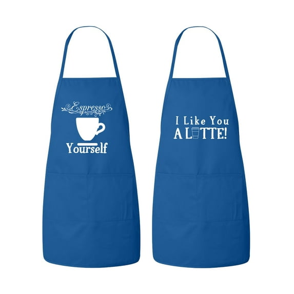 Matching His and Hers Apron Set - Funny Coffee Couple Matching Apron Set - Latte and Espresso, Matching Couples, House Warming, Wedding