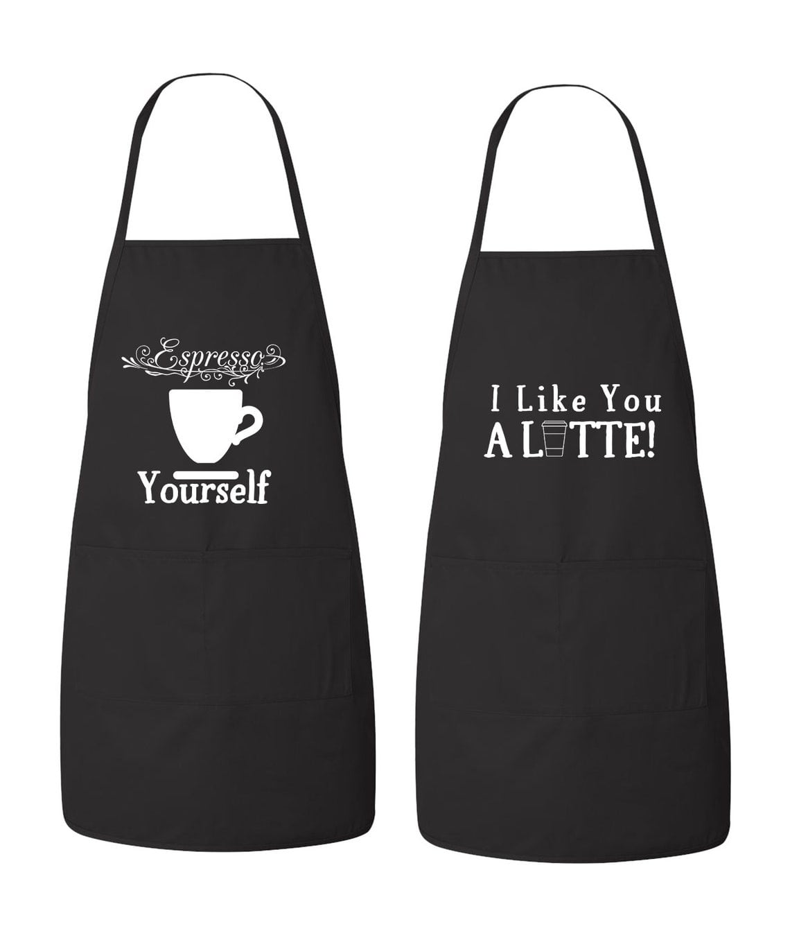 Matching His and Hers Apron Set - Funny Coffee Couple Matching Apron Set - Latte and Espresso, Matching Couples, House Warming, Wedding