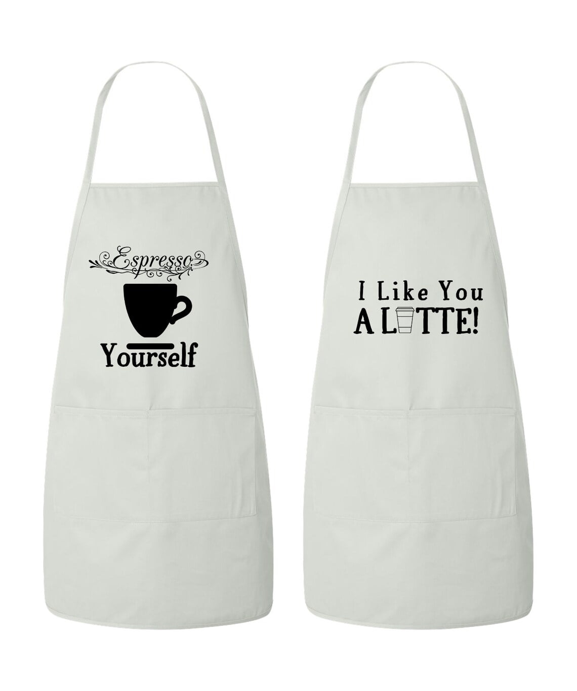 Matching His and Hers Apron Set - Funny Coffee Couple Matching Apron Set - Latte and Espresso, Matching Couples, House Warming, Wedding