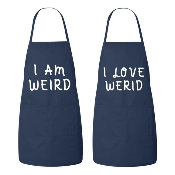 Matching His and Hers Apron Set - I am Weird and I Love Weird - Set of 2, Matching Couples, Cooking Apron, Kitchen, BBQ, House Warming, wedding.