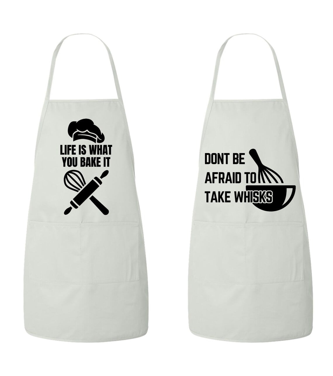 Matching His and Hers Apron Set - Life is what you bake it, dont be afraid to take whisks - Matching Couples, Wedding
