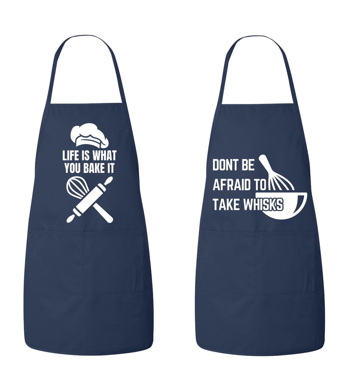 Matching His and Hers Apron Set - Life is what you bake it, dont be afraid to take whisks - Matching Couples, Wedding - Walmart.com