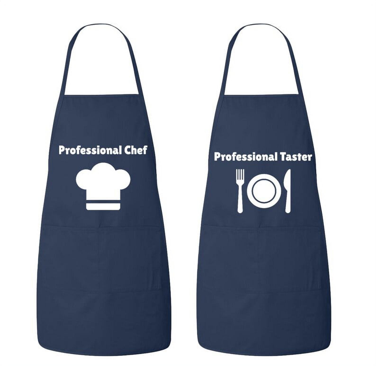 Matching His and Hers Apron Set Professional Chef and Professional Taster Set of 2, Matching