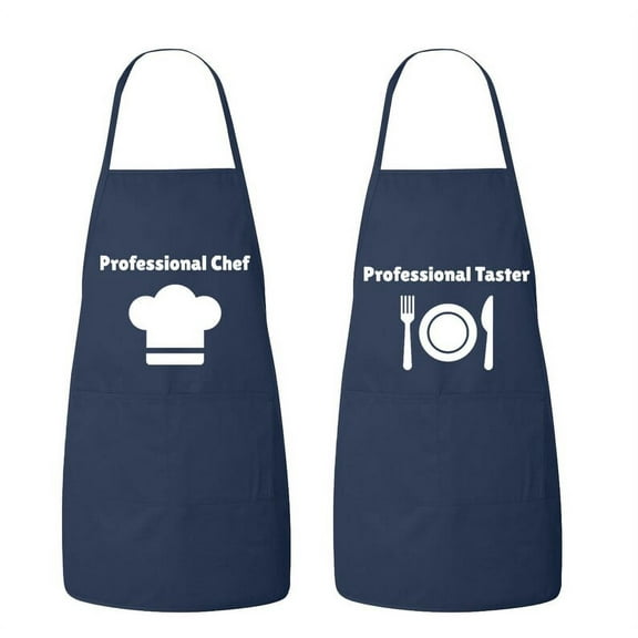 Matching His and Hers Apron Set - Professional Chef and Professional Taster - Set of 2, Matching Couples, Cooking Apron, Kitchen, BBQ