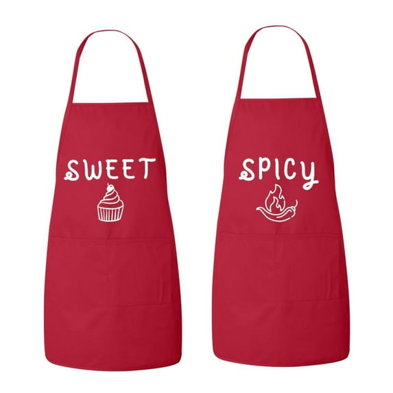 Matching His and Hers Apron Set - Sweet cupcake and Spicy Pepper - Set of 2, Matching Couples, Cooking Apron, Kitchen, BBQ, House Warming, wedding.