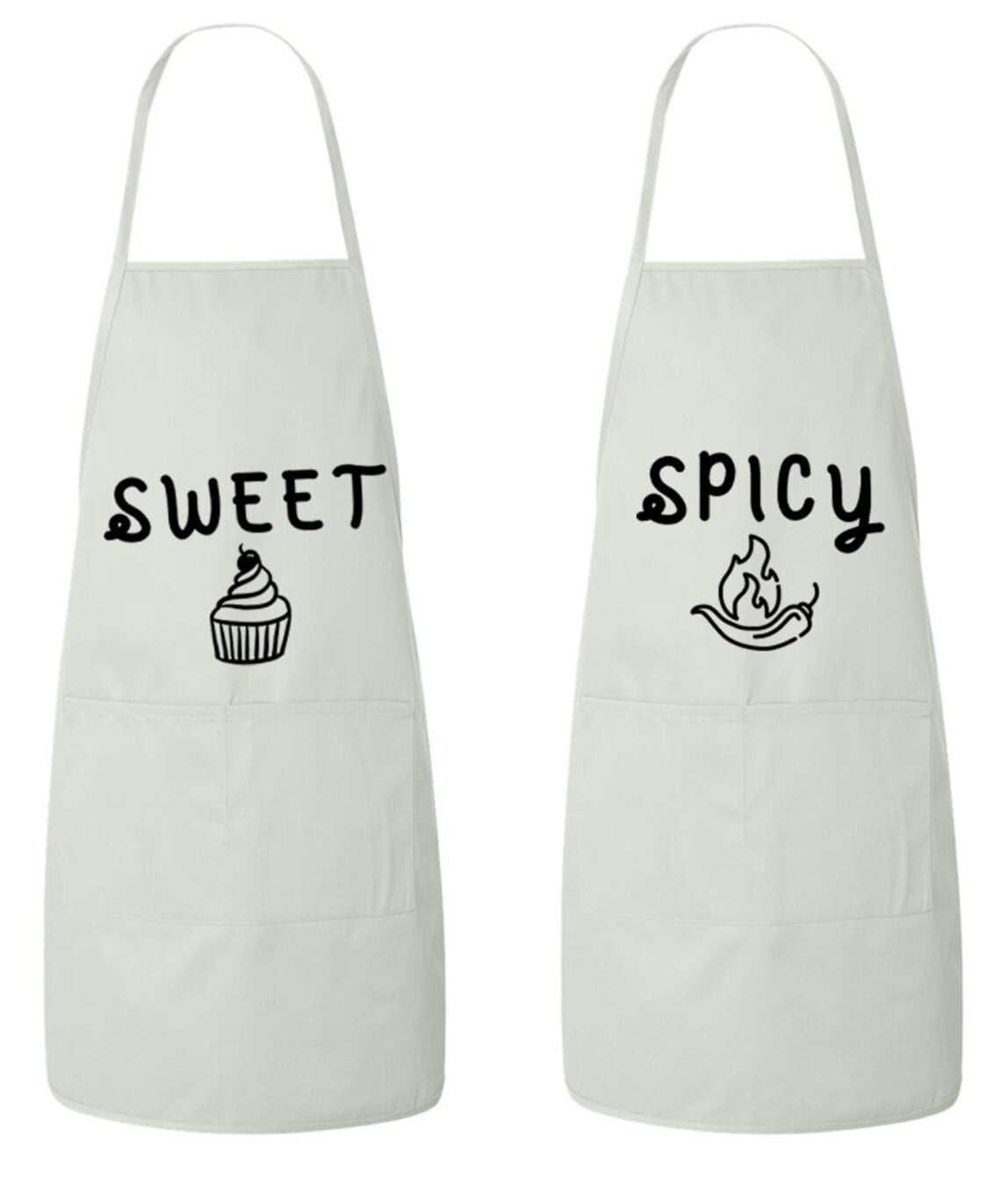 Matching His and Hers Apron Set Sweet cupcake and Spicy Pepper Set of 2 Matching Couples Cooking Apron Kitchen BBQ House Warming wedding