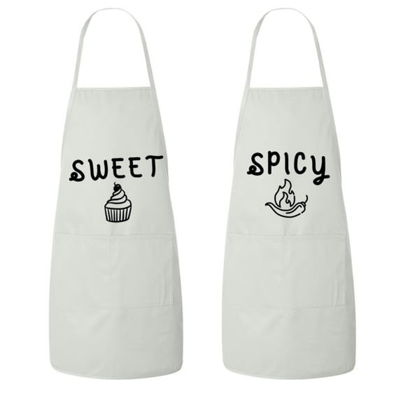 Matching His and Hers Apron Set - Sweet cupcake and Spicy Pepper - Set of 2, Matching Couples, Cooking Apron, Kitchen, BBQ, House Warming, wedding.