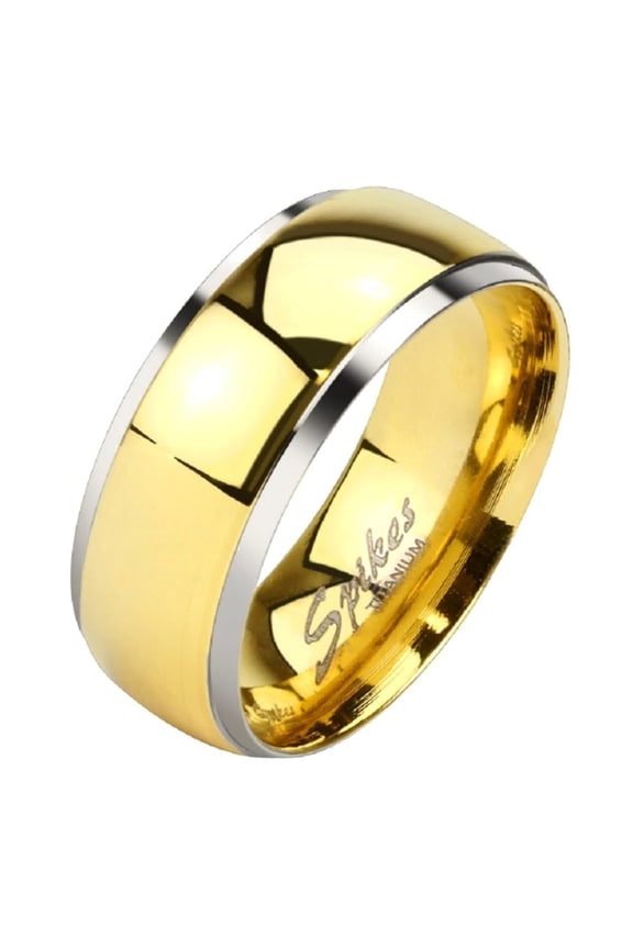 Matching His and Hers Gold Hypoallergenic Titanium Wedding Bands