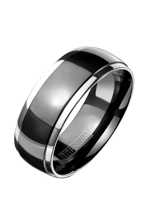 Matching His and Hers Silver and Black Titanium Wedding Bands