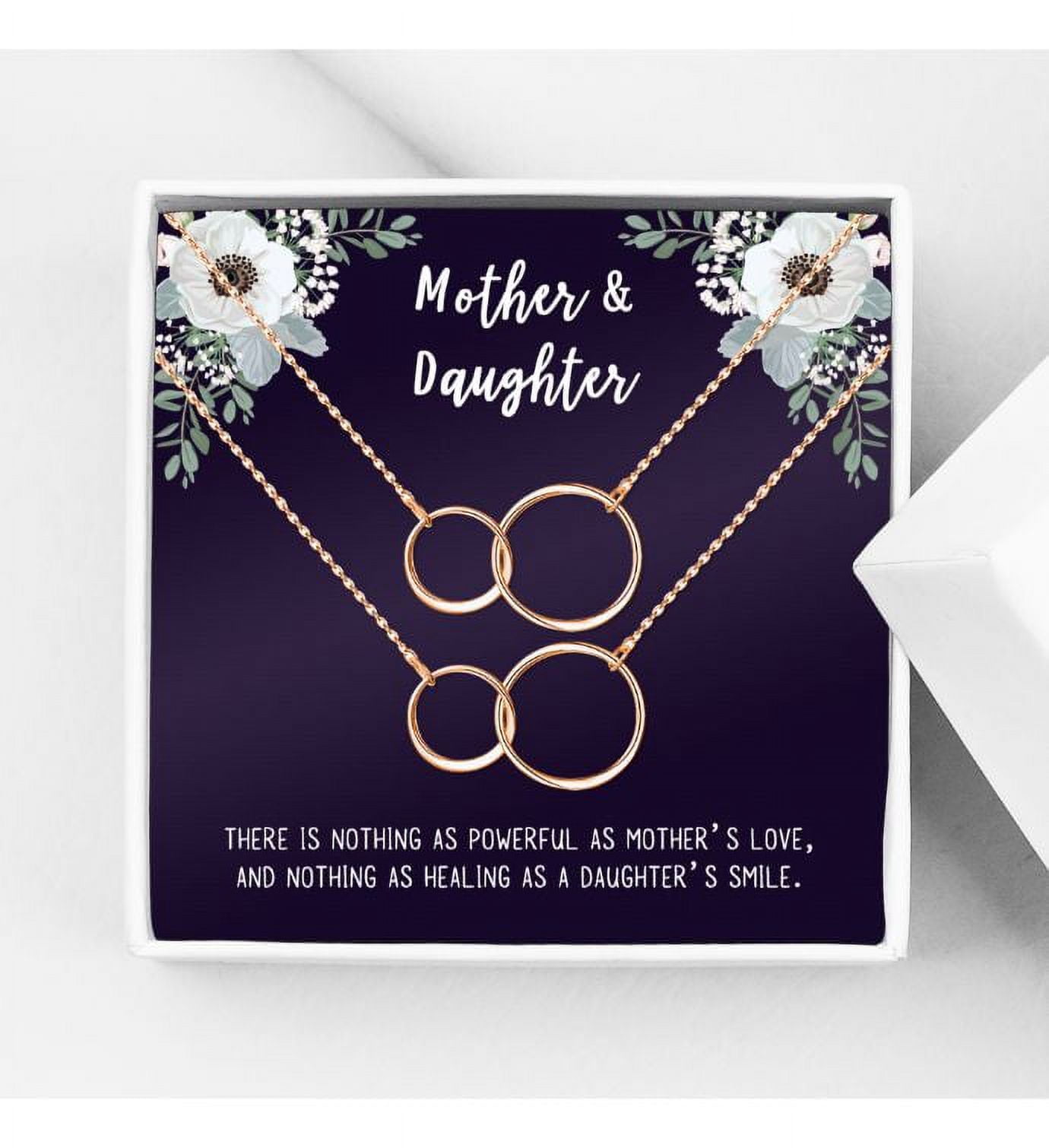 Matching Infinity Card Necklace, Matching Mother's Day Gift for Her, Mom and Daughter Jewelry, Mom and Daughter Infinity Ring Necklaces [Rose Gold Infinity Ring, No-Personalized Card]