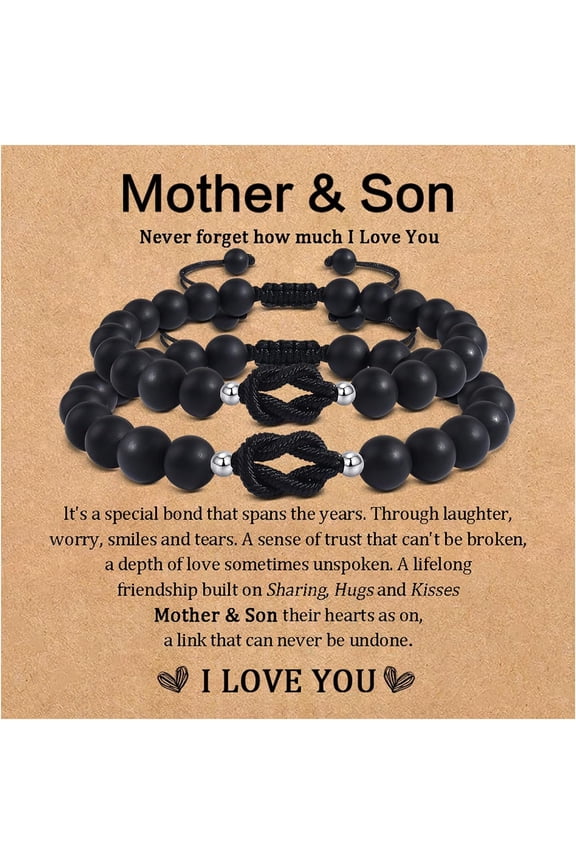 Matching Infinity Knot Bracelet Set – Natural Stone Jewelry, Birthday Gift for Mom Dad Son Daughter