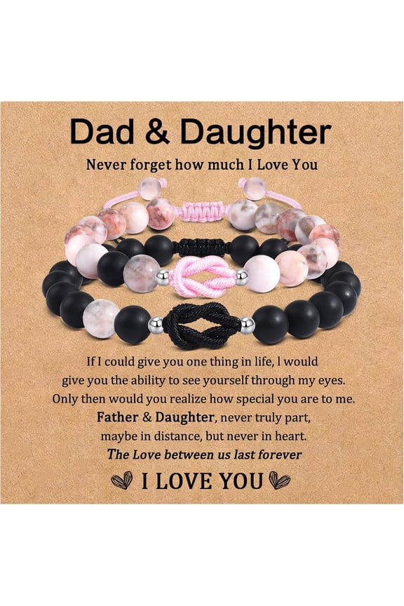 Matching Infinity Knot Bracelet Set – Natural Stone Jewelry, Birthday Gift for Mom Dad Son Daughter