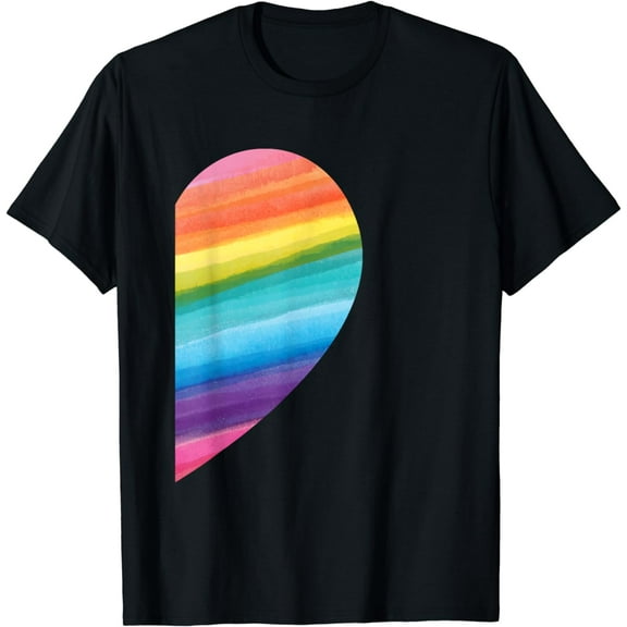 Matching LGBT Valentines Day Rainbow Heart Gay Couple Gift T-Shirt