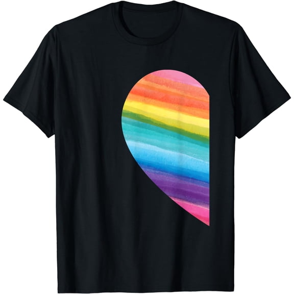 Matching LGBT Valentines Day Rainbow Heart Gay Couple Gift T-Shirt