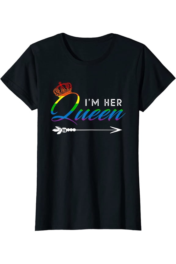 Matching Lesbian Couple Her Queen Girlfriend Pride LGBT Gift T-Shirt