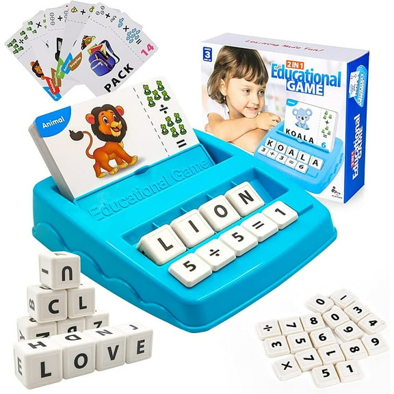 Matching Letter Game, 2 in 1 Alphabet Spelling and Math Learning Flash Cards Game, Educational Learning Toys for Preschooler 3-8