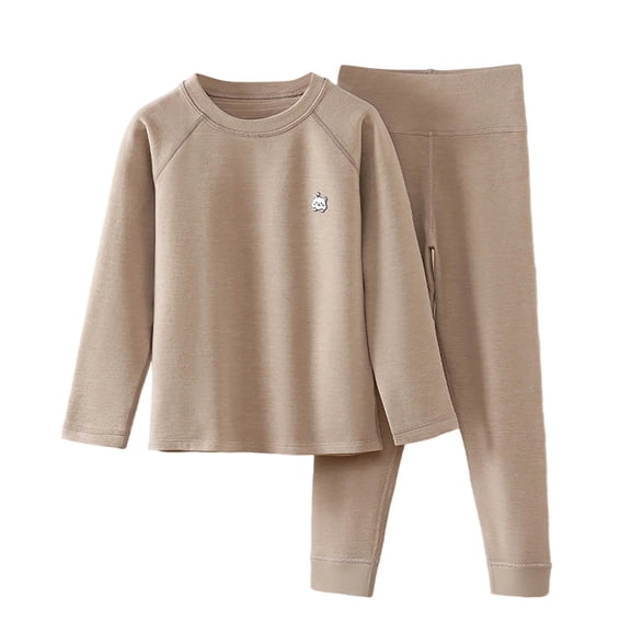 Matching Loungewear 2PC Sets for Children Boy Girl Winter Fall Long Sleeve Boat Neck Thermal 2 Piece Basic Top T Shirts Loungewear 2PC Sets Child 2026 Clothes 14-15 Years
