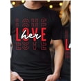 thumbnail image 1 of His and Hers Matching Love Shirts - 100% Cotton Valentine's Day T-Shirts, Black with Red "Love Him" and "Love Her" Print, Casual Round Neck, All-Season Comfort, Perfect, 1 of 6