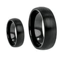 thumbnail image 1 of Matching Mens and Ladies Black Brushed Finish Domed Tungsten Carbide Wedding Band Ring Set, 1 of 5
