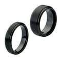 thumbnail image 1 of Matching Mens and Ladies Black Brushed Finish Step Edge Tungsten Carbide Wedding Band Ring Set, 1 of 5