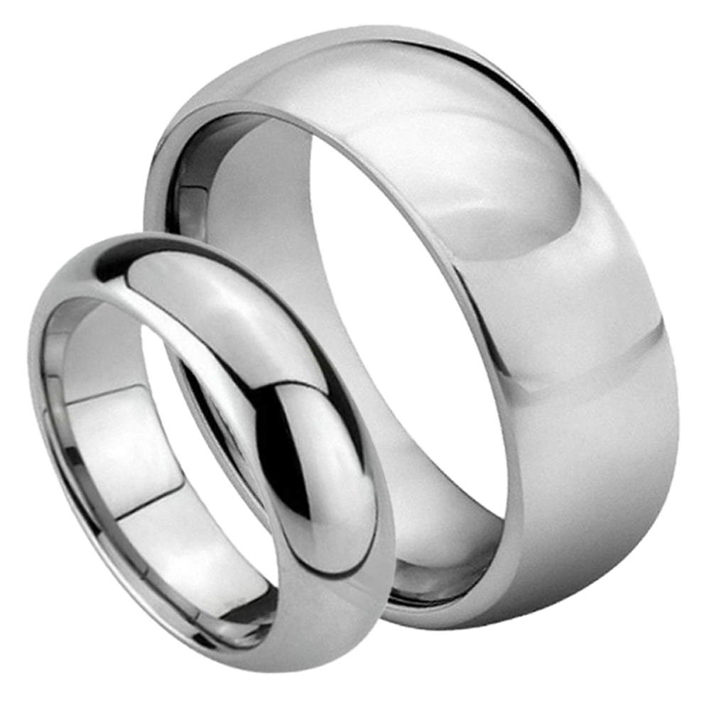 Matching Mens and Ladies Couple\u0026#39;s Classic Domed Tungsten Carbide Wedding Band Ring Set - Walmart.com
