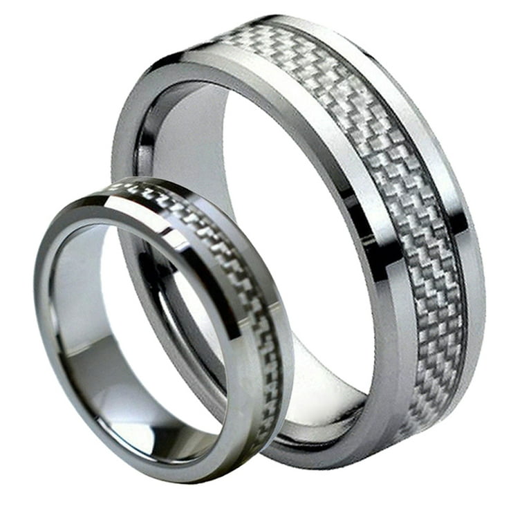 Carbon fiber on sale wedding band sets