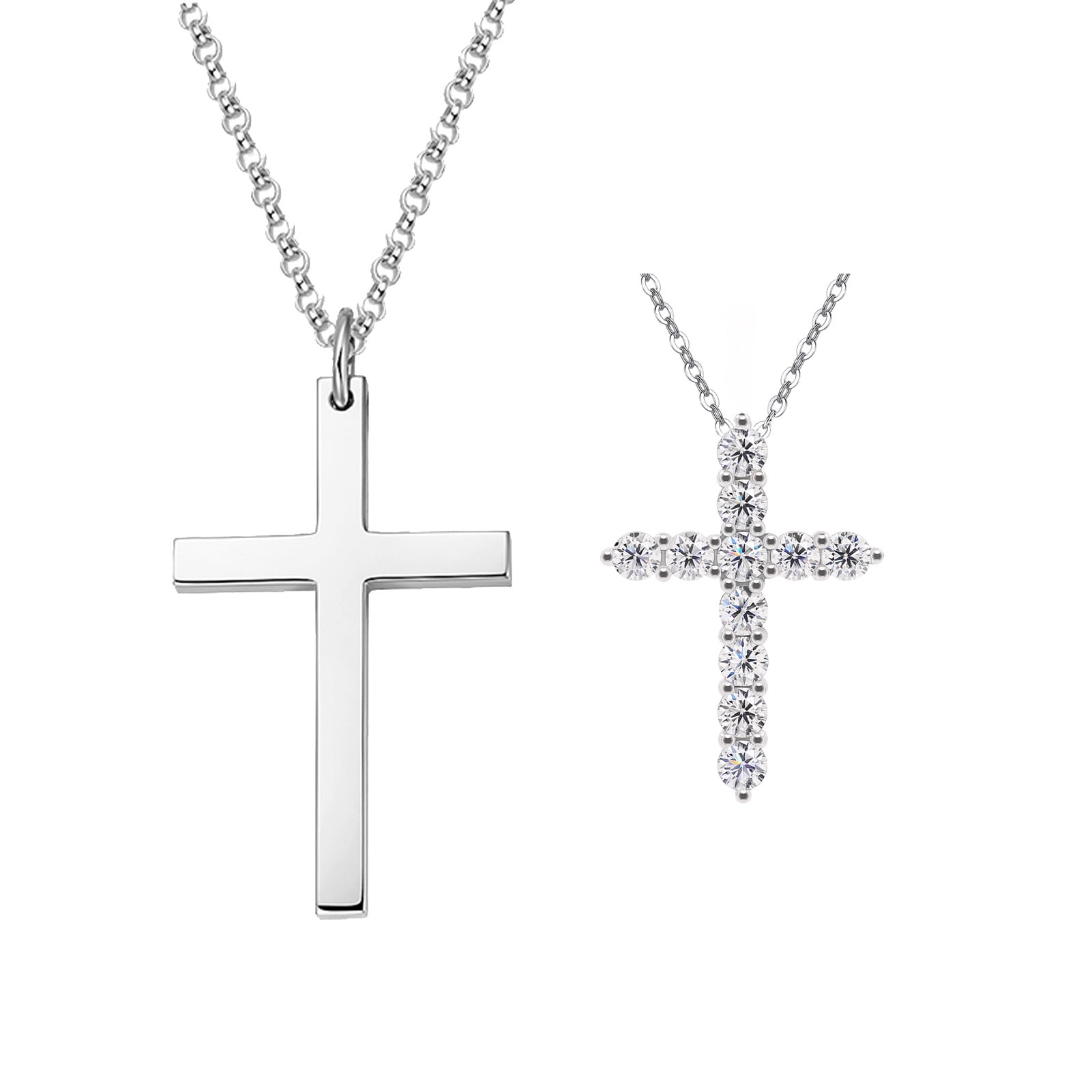 Daddy & Me Classic Silver Cross Necklace Set - Little Star Jewellery