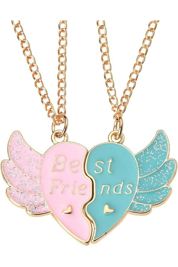 Matching Necklaces for Best Friends Friendship Gifts for Women Men Besties Birthday Gifts for Couple Sister Freinds Graduation Gifts Ideas Gold Half Heart Wings Pendant Necklaces for 2