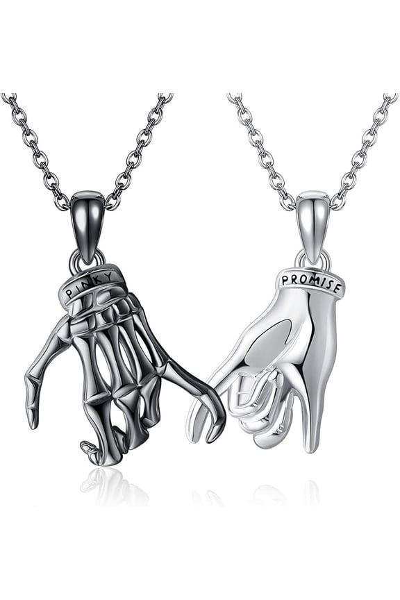 Matching Necklaces S925 Sterling Silver Pinky Promise Matching Couple Necklace Best Friend Necklaces Jewelry Gift for Women Men