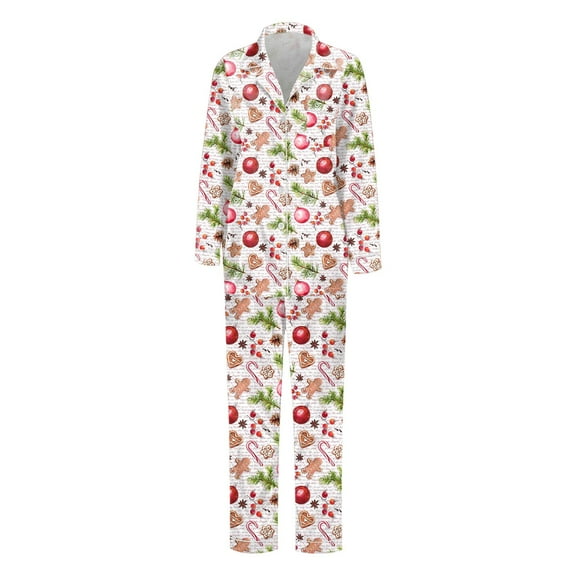 Matching Outfits For Family Christmas Silk Button Down Shirt Pants Pj's Set (Mom's)
