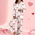 thumbnail image 1 of Women's Dressy Casual Long Sleeve Button Down Sleepwear Set Lightweight Graphic Cotton Cute Heart Print Valentines Pajama Sets, 1 of 6