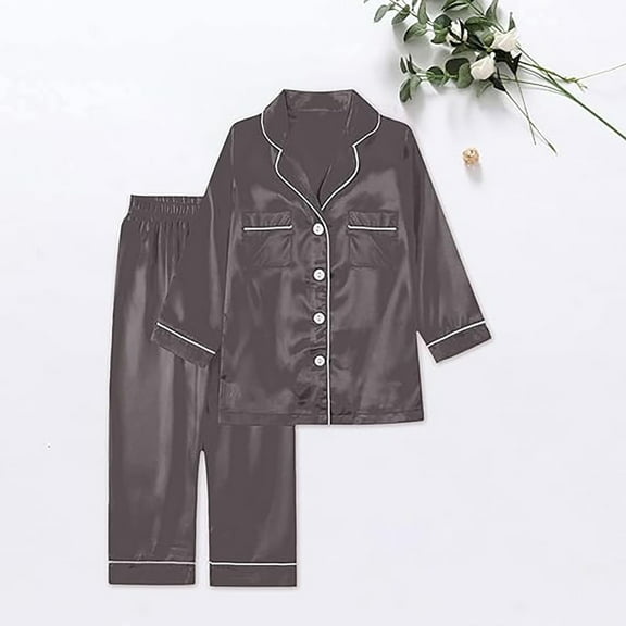 Matching Pajama Set Satin Loungewear Family Size Button Front Top