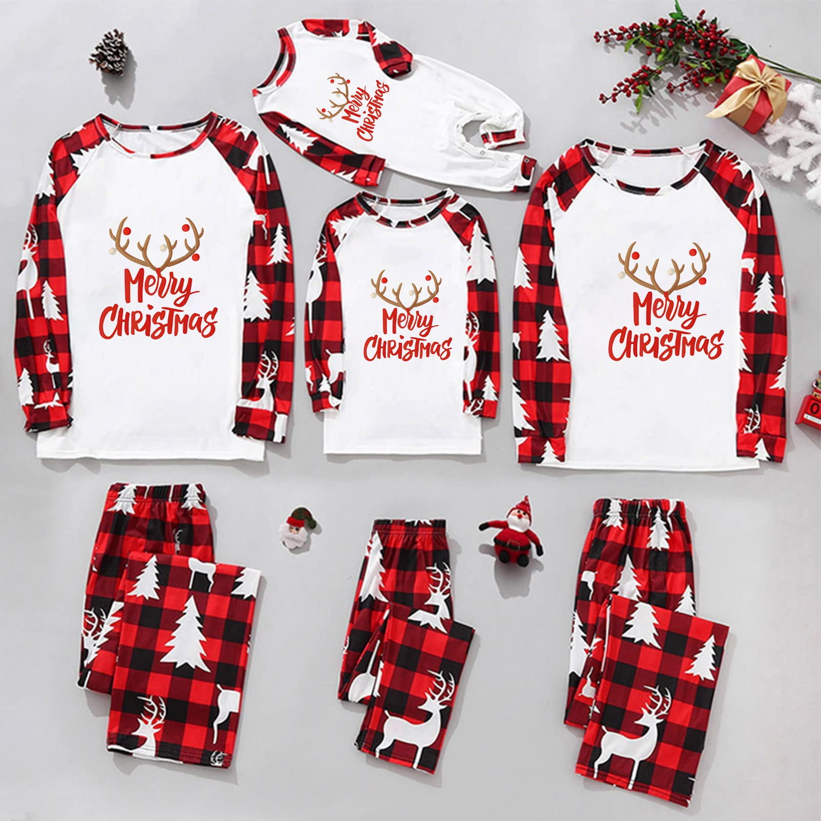 Matching Pajamas (Red) - Fun Christmas Pjs for Family Reindeer Antlers ...