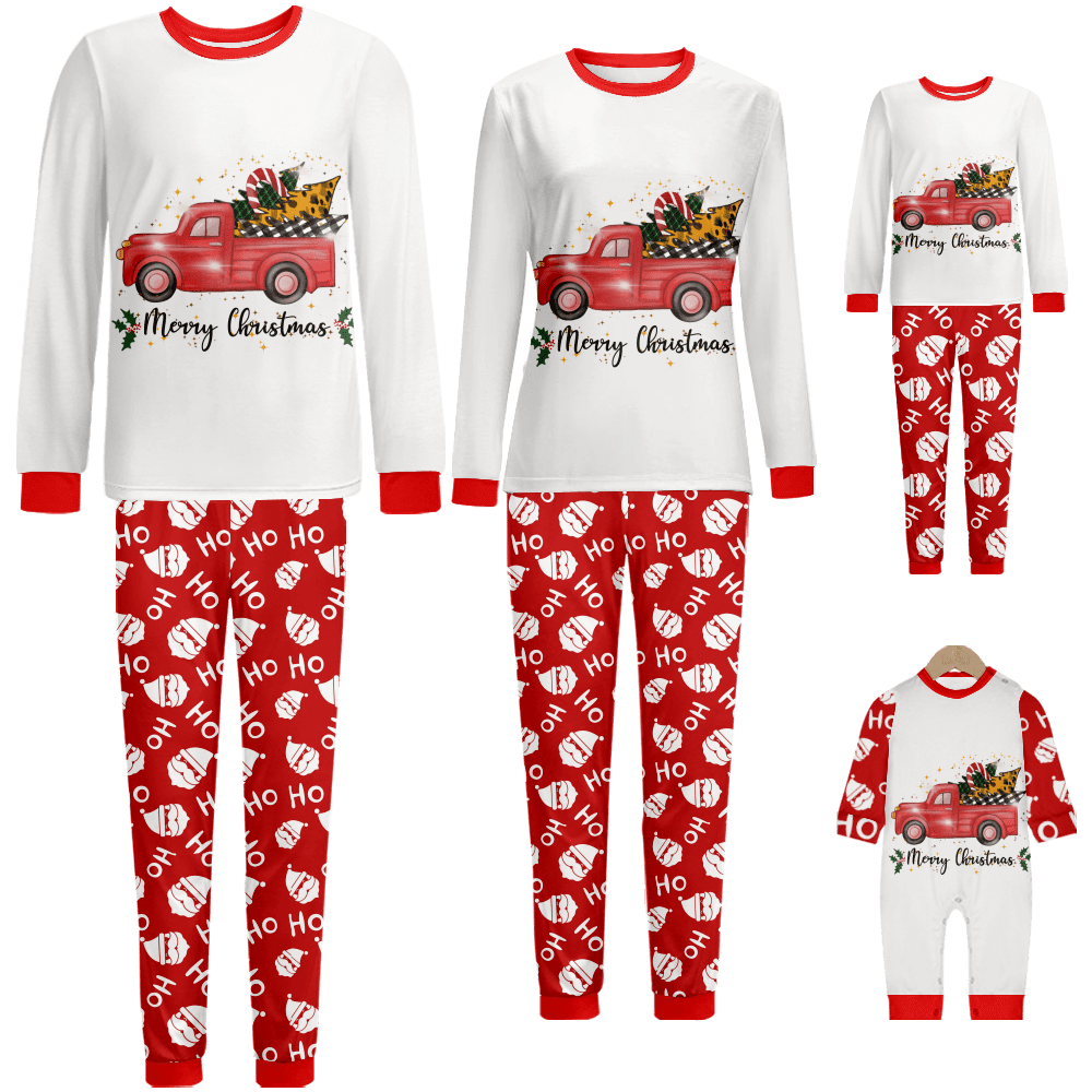 Matching Pajamas Set Christmas Charming Casual Animation Print Long